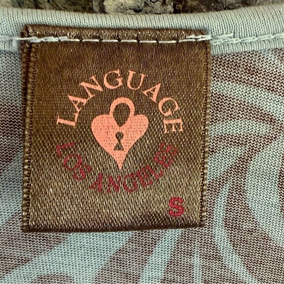 LanguageāLos Angeles Top Small ā Blue & Brown Floral Print Tiered Scoop Neck - Picture 2 of 8